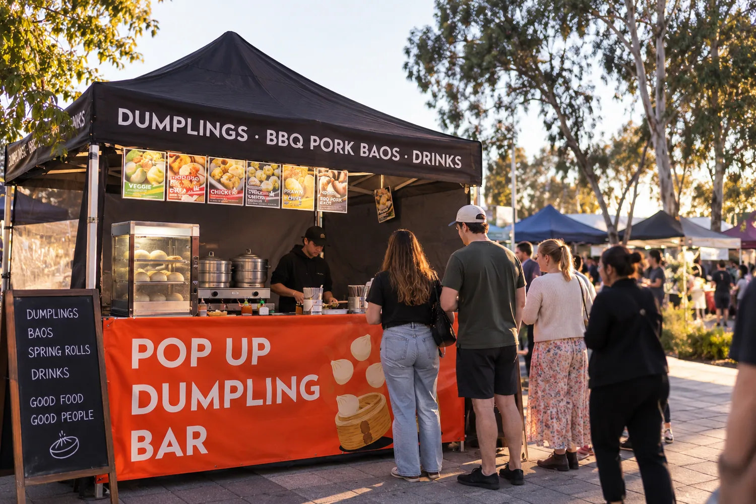 POP UP Dumpling Bar serving at an event