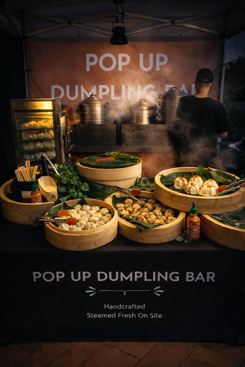 PUDB dumpling catering presentation