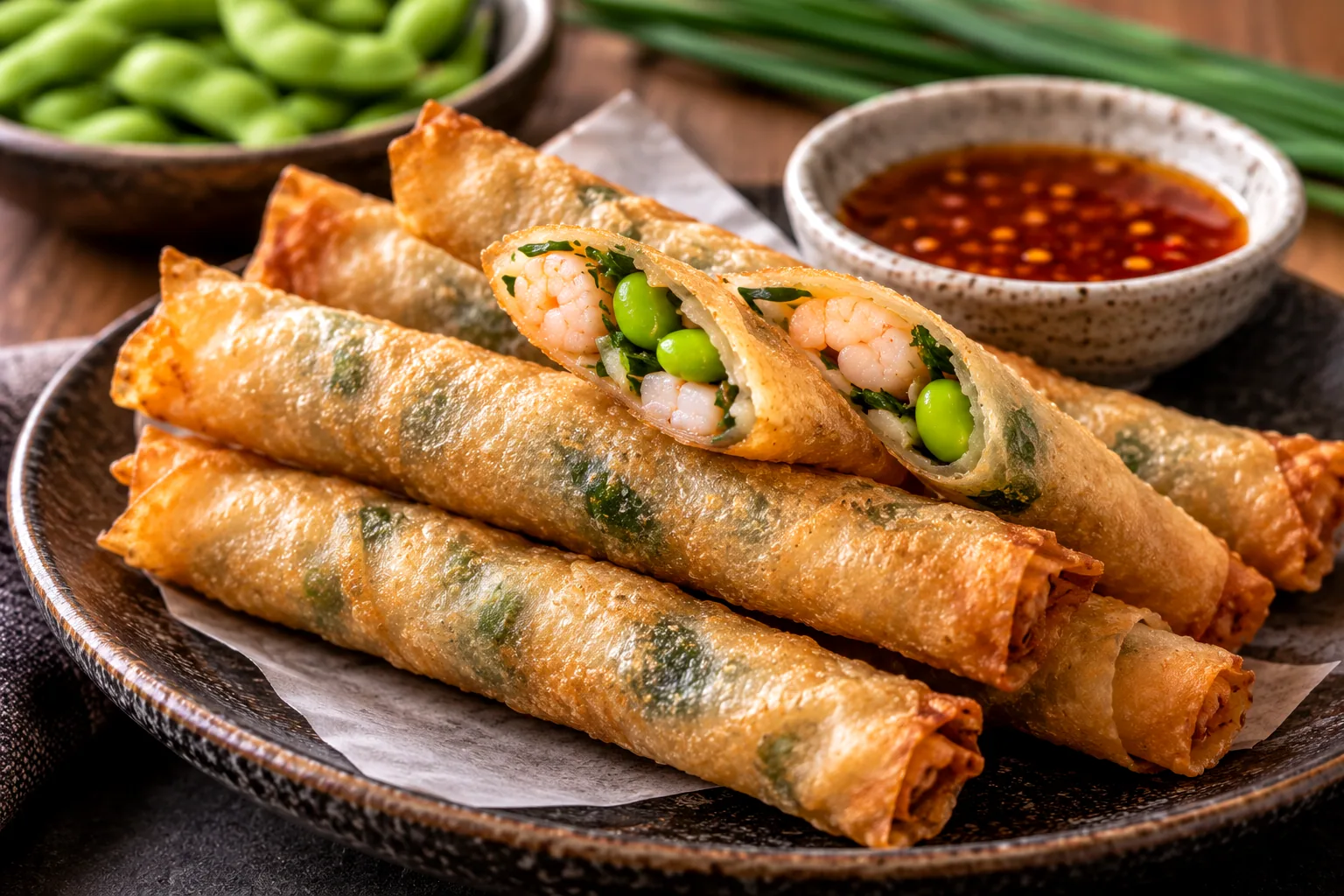 Crispy Prawn & Edamame Rolls