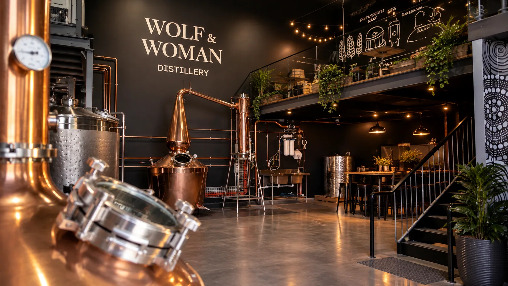 Interior of Wolf and Woman Distillery